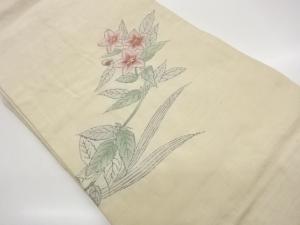 手織り紬桔梗模様織出し名古屋帯